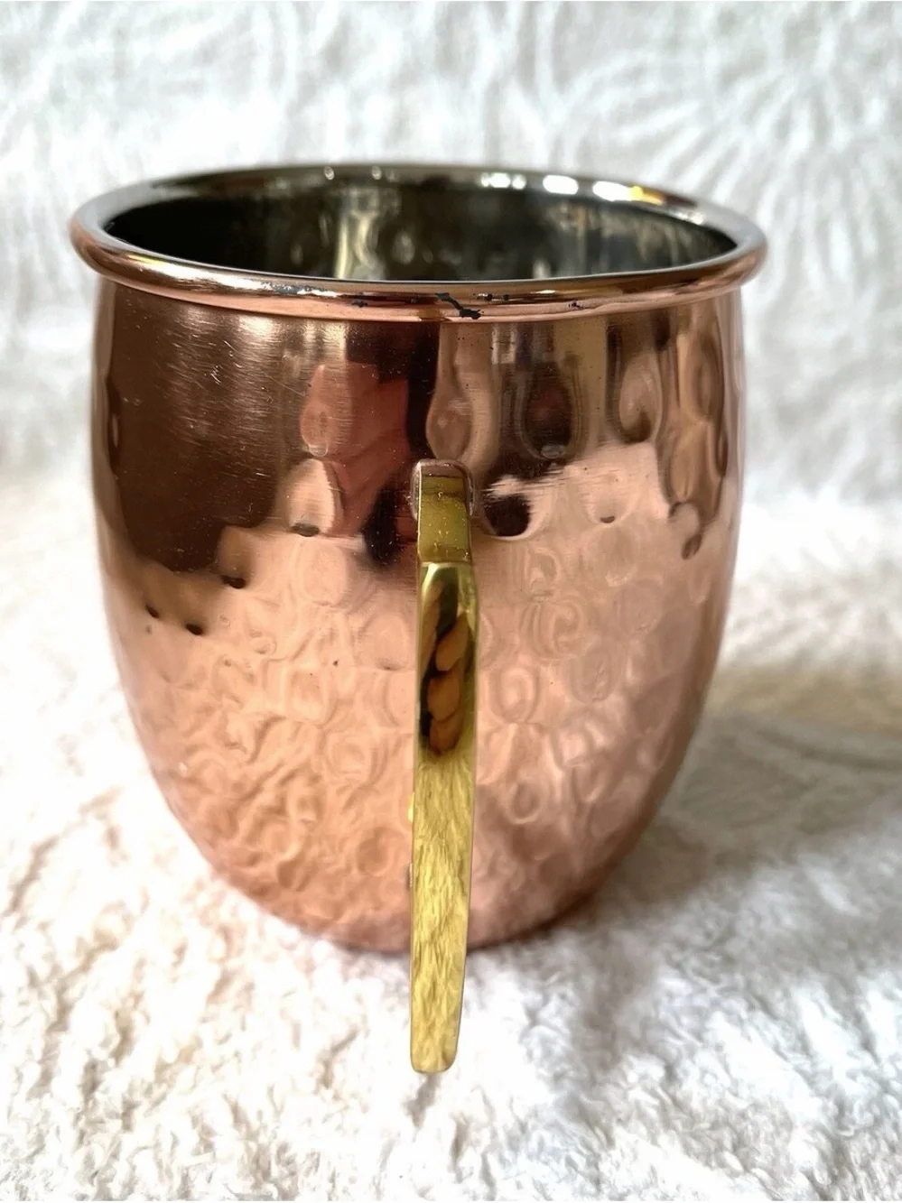 Pier 1 Copper-Tone Hammered Mule Mug Set